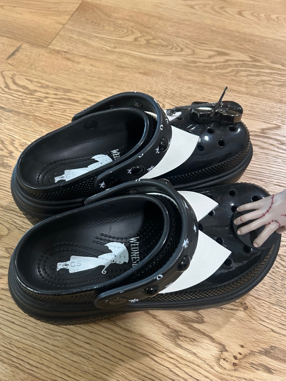 Crocs X Wednesday Addams Stops Clog Platform Black White Limited Edition/ Size 7